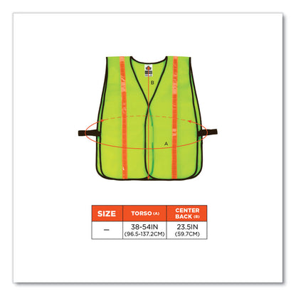 GloWear 8040HL Non-Certified Hi-Gloss Vest, Polyester, One Size Fits Most, Lime