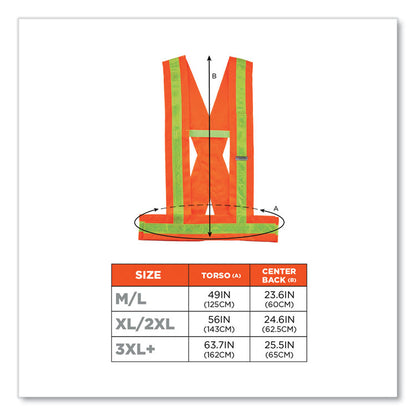 GloWear 8140BA Class 1 Breakaway Sash, Polyester, 3X-Large Plus, Orange