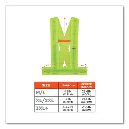 GloWear 8140BA Class 1 Breakaway Sash, Polyester, Medium/Large, Lime