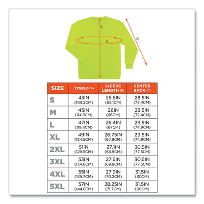 GloWear 8091 Non-Certified Hi-Vis Long Sleeve Shirt, Small, Lime