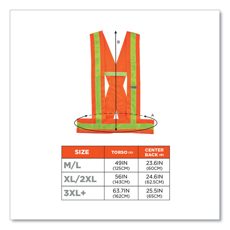 GloWear 8140BA Class 1 Breakaway Sash, Polyester, Medium/Large, Orange