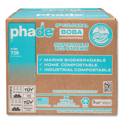 Marine Biodegradable Straws, Boba Straws, 9", Ocean Blue, 720/Carton