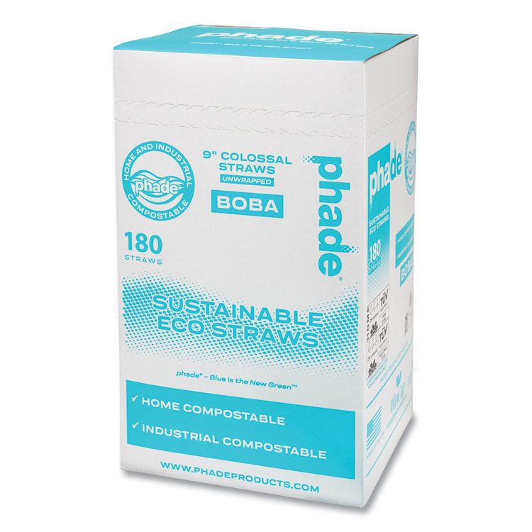Marine Biodegradable Straws, Boba Straw, 9", Ocean Blue, 720/Carton