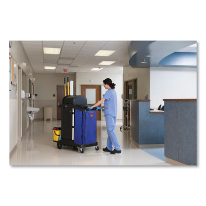 Vinyl Cleaning Cart Bag for Rubbermaid Commercial High-Capacity Cleaning Carts, 34 gal, 10.5" x 17.5" x 33", Blue