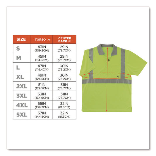GloWear 8295 Class 2 Hi-Vis Polo Shirt, Medium, Lime
