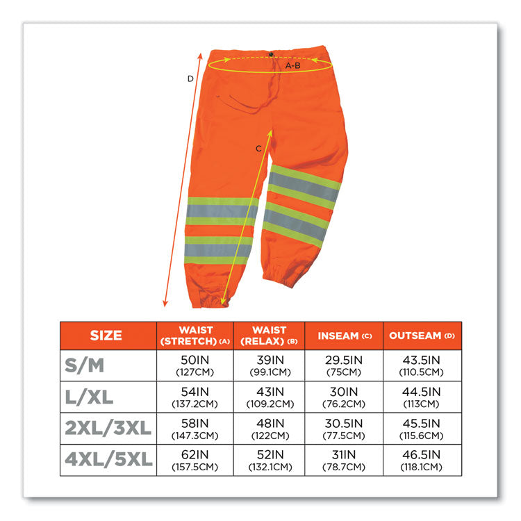 GloWear 8911 Class E Two-Tone Pants, Small/Medium, Orange