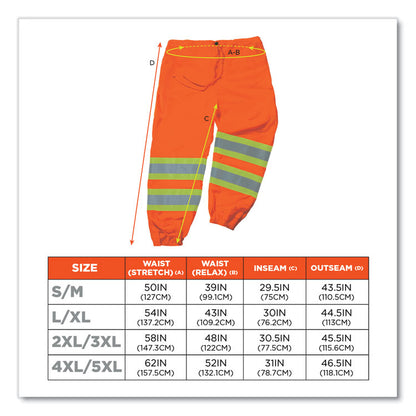 GloWear 8911 Class E Two-Tone Pants, Small/Medium, Orange