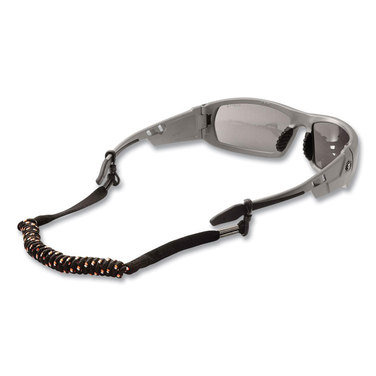 Skullerz 3280 Elastic Coil Eyewear Lanyard, PVC O-Ring Slip Fastener, 10" Long, Black