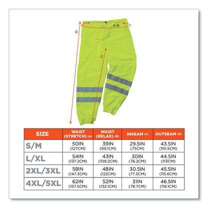 GloWear 8910 Class E Hi-Vis Pants, Small/Medium, Lime