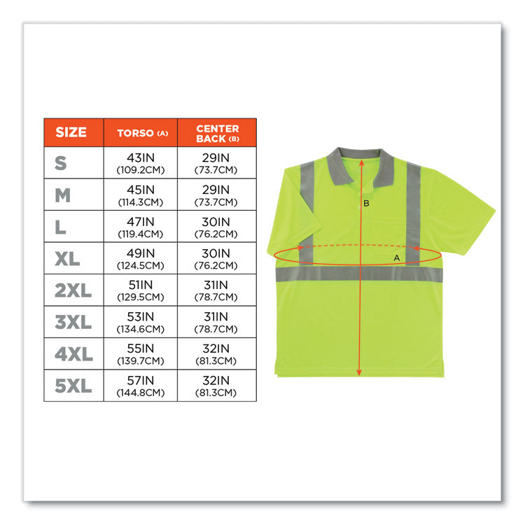 GloWear 8295 Class 2 Hi-Vis Polo Shirt, X-Large, Lime