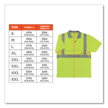 GloWear 8295 Class 2 Hi-Vis Polo Shirt, X-Large, Lime