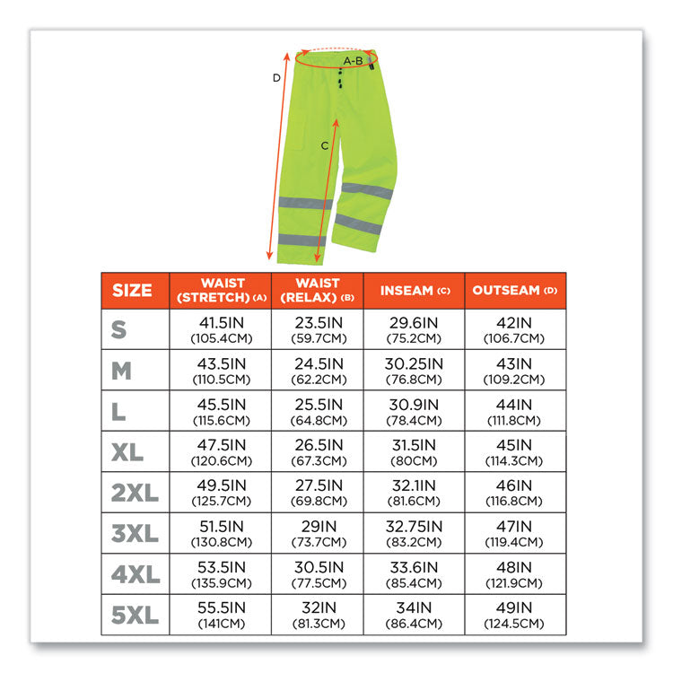 GloWear 8925 Class E Hi-Vis Thermal Pants, Medium, Lime