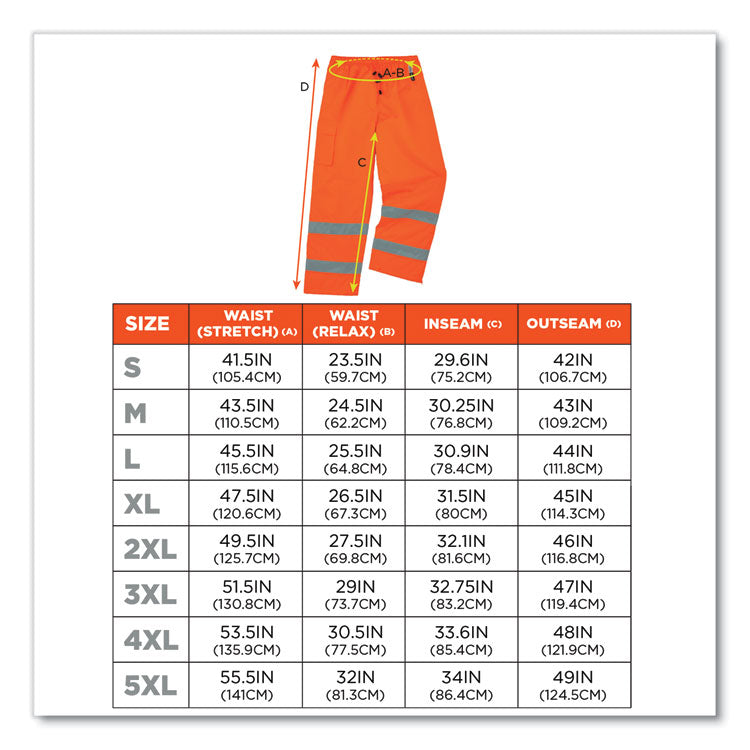 GloWear 8925 Class E Hi-Vis Thermal Pants, 5X-Large, Orange