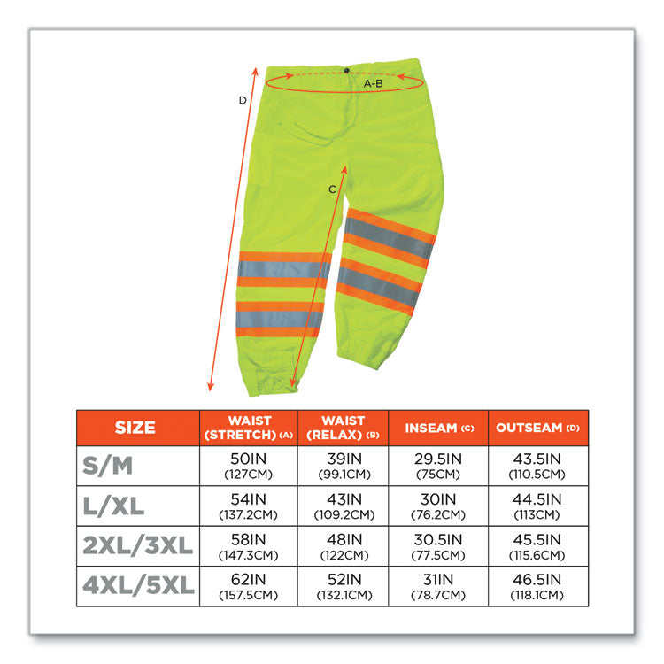 GloWear 8911 Class E Two-Tone Pants, 4X-Large/5X-Large, Lime