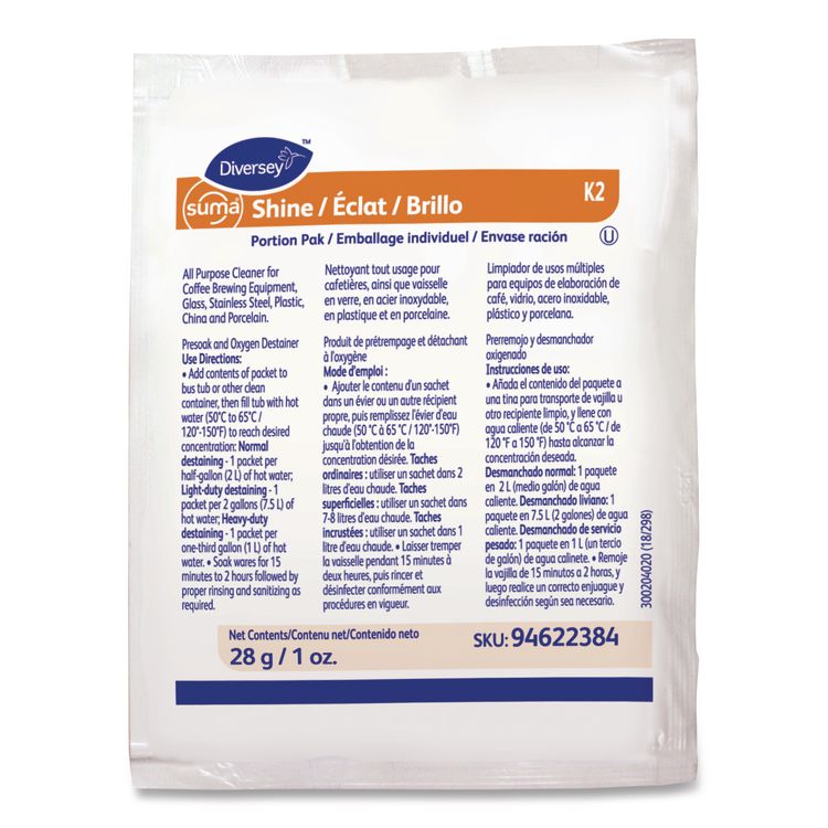 Suma Shine Portion Pak, Odorless Powder, 100/Carton