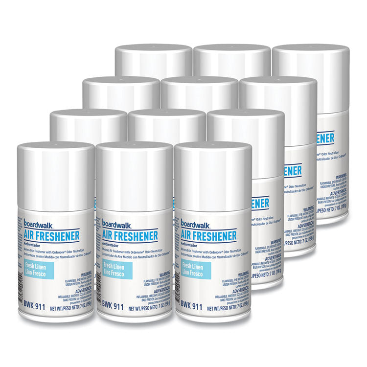 Metered Air Freshener Refill, Fresh Linen, 7 oz Aerosol Spray, 12/Carton