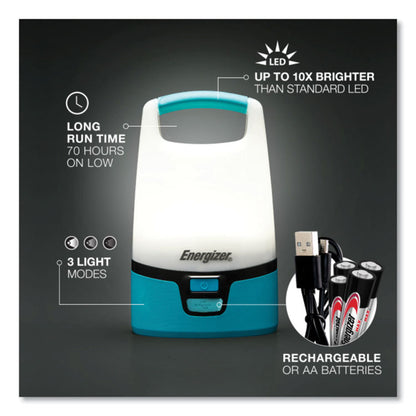 Vision Hybrid Lantern, Rechargeable Lithium Ion Battery/4 AA Batteries (Sold Separately), Teal/White