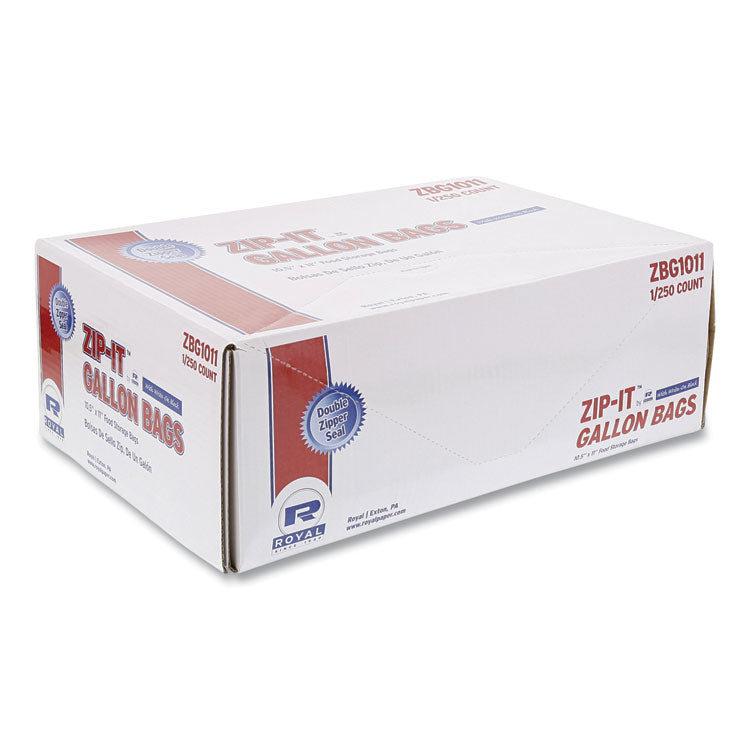 Zipper Bags, Gallon, 1.73 mil, 10.5" x 10.98", Clear, 250/Carton