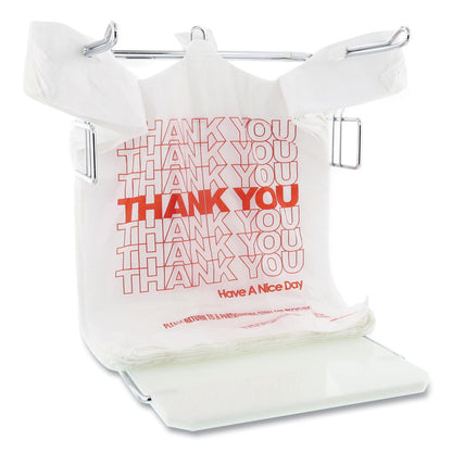 Thank You Bags, Thank You - Have a Nice Day Labeling, Cut-Out Handles, 13" x 8" x 23", White/Red, 1,000/Carton