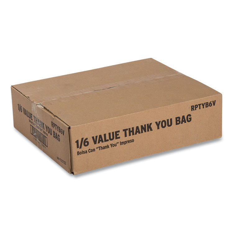 Thank You Bags, Thank You - Have a Nice Day Labeling, Cut-Out Handles, 11.5" x 6.5" x 20", White/Red, 775/Carton