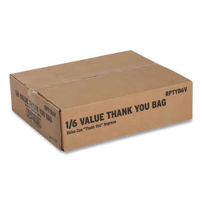 Thank You Bags, Thank You - Have a Nice Day Labeling, Cut-Out Handles, 11.5" x 6.5" x 20", White/Red, 775/Carton