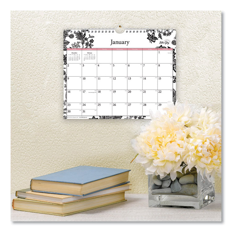Analeis Wall Calendar, Floral Artwork, 11 x 8.75, White/Black/Coral Sheets, 12-Month (Jan to Dec): 2026
