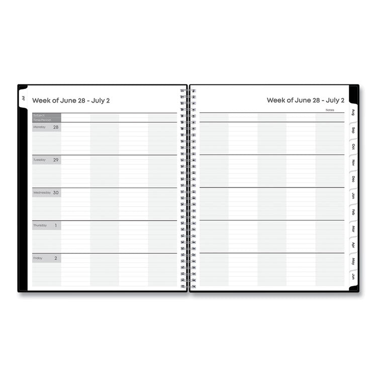 Teacher's Solid Black Weekly/Monthly Lesson Planner, 9 Classes, 11 x 8.5 Sheets, 12-Month (July to June), 2025 to 2026
