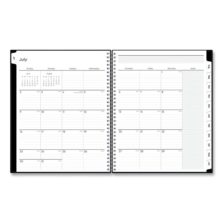 Teacher's Solid Black Weekly/Monthly Lesson Planner, 9 Classes, 11 x 8.5 Sheets, 12-Month (July to June), 2025 to 2026