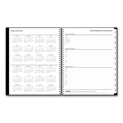 Teacher's Solid Black Weekly/Monthly Lesson Planner, 9 Classes, 11 x 8.5 Sheets, 12-Month (July to June), 2025 to 2026
