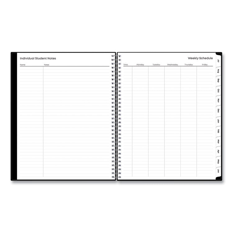 Teacher's Solid Black Weekly/Monthly Lesson Planner, 9 Classes, 11 x 8.5 Sheets, 12-Month (July to June), 2025 to 2026