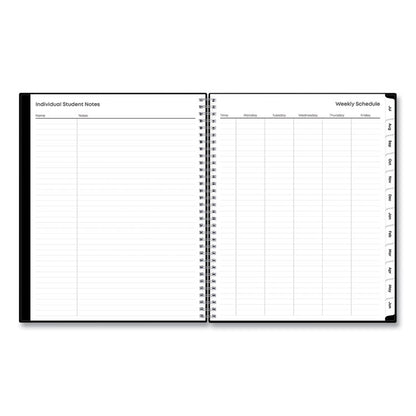 Teacher's Solid Black Weekly/Monthly Lesson Planner, 9 Classes, 11 x 8.5 Sheets, 12-Month (July to June), 2025 to 2026