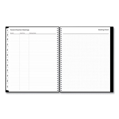 Teacher's Solid Black Weekly/Monthly Lesson Planner, 9 Classes, 11 x 8.5 Sheets, 12-Month (July to June), 2025 to 2026
