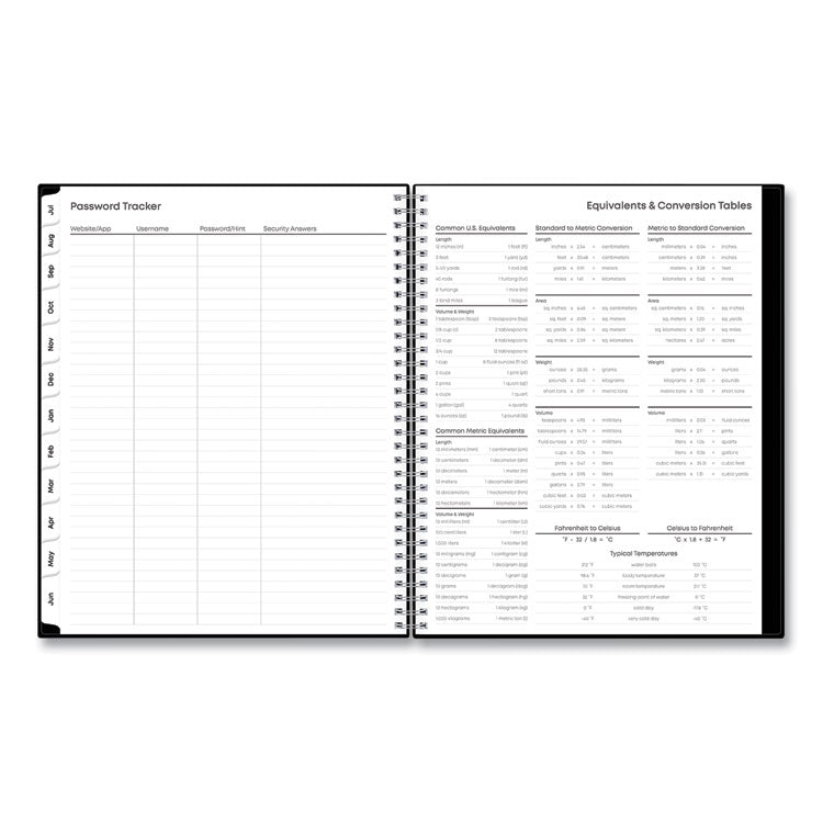 Teacher's Solid Black Weekly/Monthly Lesson Planner, 9 Classes, 11 x 8.5 Sheets, 12-Month (July to June), 2025 to 2026