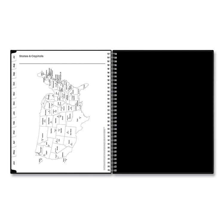 Teacher's Solid Black Weekly/Monthly Lesson Planner, 9 Classes, 11 x 8.5 Sheets, 12-Month (July to June), 2025 to 2026