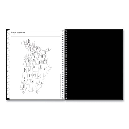 Teacher's Solid Black Weekly/Monthly Lesson Planner, 9 Classes, 11 x 8.5 Sheets, 12-Month (July to June), 2025 to 2026