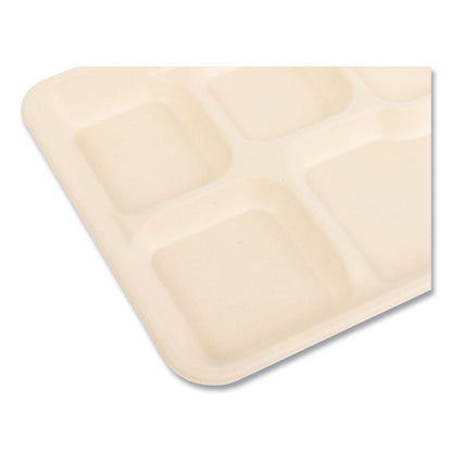Molded Fiber PFAS-Free Food Tray, 5 Compartments, 8.26 x 0.98 x 10.9, Tan, Sugarcane, 500/Carton