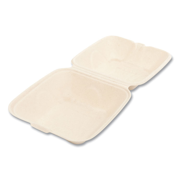Molded Fiber PFAS-Free Food Containers, 6 x 6 x 3.19, Tan, Sugarcane, 500/Carton