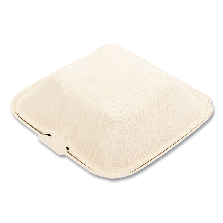 Molded Fiber PFAS-Free Food Containers, 6 x 6 x 3.19, Tan, Sugarcane, 500/Carton