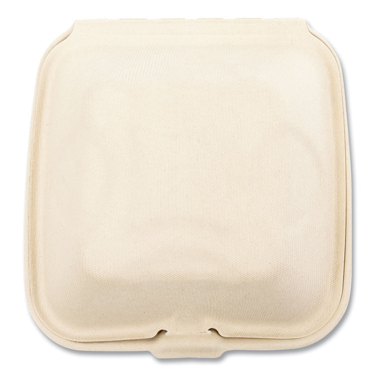 Molded Fiber PFAS-Free Food Containers, 6 x 6 x 3.19, Tan, Sugarcane, 500/Carton