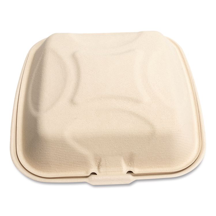 Molded Fiber PFAS-Free Food Containers, 9 x 9 x 3.19, Tan, Sugarcane, 100/Sleeve, 2 Sleeves/Carton