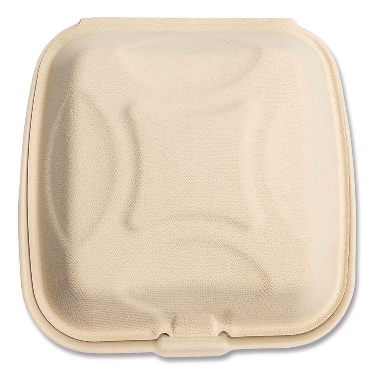 Molded Fiber PFAS-Free Food Containers, 9 x 9 x 3.19, Tan, Sugarcane, 100/Sleeve, 2 Sleeves/Carton