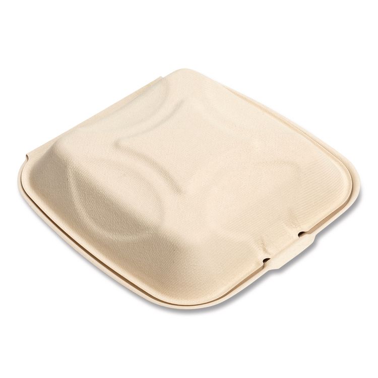Molded Fiber PFAS-Free Food Containers, 9 x 9 x 3.19, Tan, Sugarcane, 100/Sleeve, 2 Sleeves/Carton