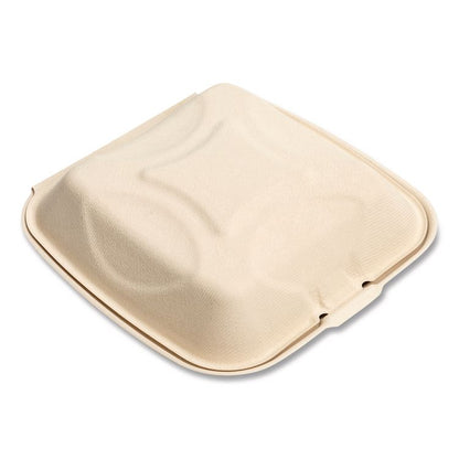 Molded Fiber PFAS-Free Food Containers, 9 x 9 x 3.19, Tan, Sugarcane, 100/Sleeve, 2 Sleeves/Carton