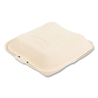 Molded Fiber PFAS-Free Food Containers, 3 Compartments, 9 x 3.19 x 9, Tan, Sugarcane, 200/Carton