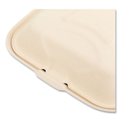 Molded Fiber PFAS-Free Food Containers, 3 Compartments, 9 x 3.19 x 9, Tan, Sugarcane, 200/Carton