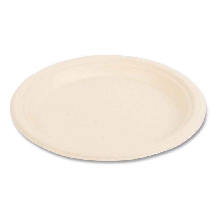 Molded Fiber PFAS-Free Dinnerware, Plate, Sugarcane, 9" dia, Tan, 500/Carton