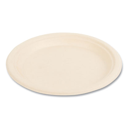 Molded Fiber PFAS-Free Dinnerware, Plate, Sugarcane, 9" dia, Tan, 500/Carton