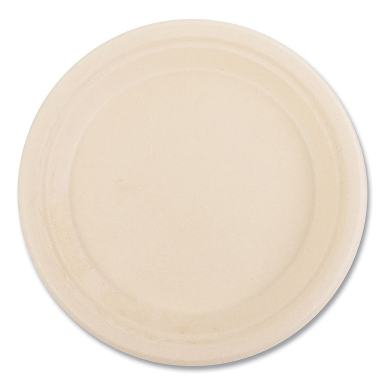Molded Fiber PFAS-Free Dinnerware, Plate, Sugarcane, 9" dia, Tan, 500/Carton