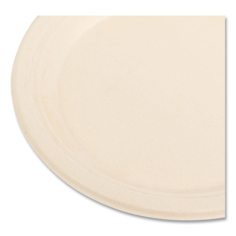 Molded Fiber PFAS-Free Dinnerware, Plate, Sugarcane, 9" dia, Tan, 500/Carton