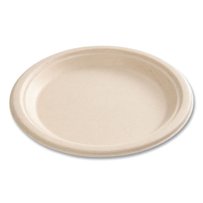 Molded Fiber PFAS-Free Dinnerware, Plate, Sugarcane, 9" dia, Tan, 500/Carton